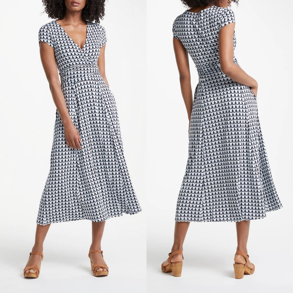 BODEN Lily Dress Ice Grey Retro Spot Regular 12